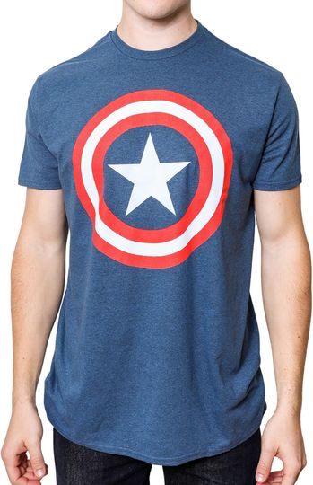 Marvel Captain America Distressed Shield Logo Mens T-Shirt