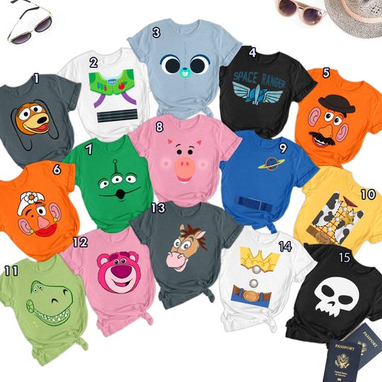 Discover Toy Cosplay Inspired Matching Shirt, Toy Characters Movie Gifts, Halloween Costume For Family Group T-Shirt, Birthday Party Family Trip Tee