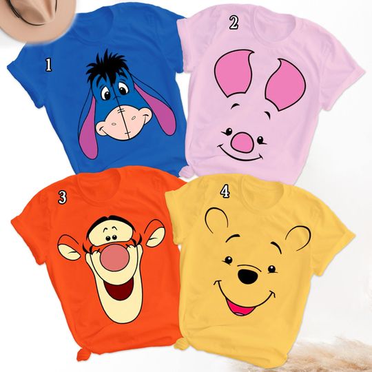 Pooh Friends Matching Shirt, Bear Pig Family Trip Shirts, Halloween Costume For Family Group T Shirt, Kid Friend Gift, Cosplay Matching Tee