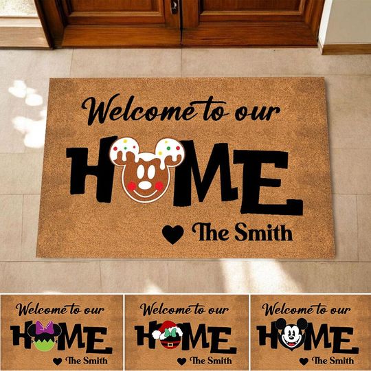 Discover Personalized Disney Christmas Welcome Doormat, Mickey Door Mat, Christmas Mickey Welcome Home Mat, Holiday Home Decoration, Christmas Gift