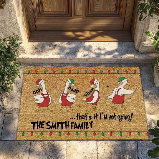 Discover Personalized Im Not Going Doormat, Funny Christmas Goose Door Mat, Custom Name Welcome Mat, Holiday Goose Entrance Mat, Funny Xmas Gift