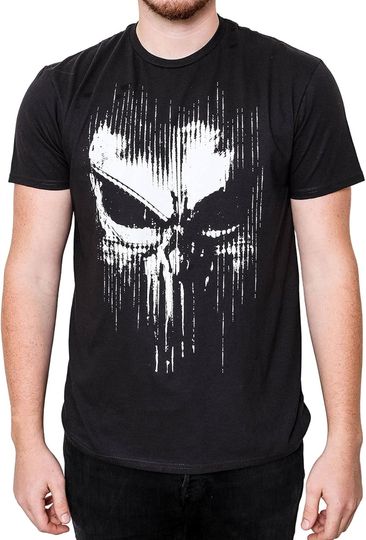 Marvel The Punisher Dirty Skull Vest Logo Cranial Adult T-Shirt