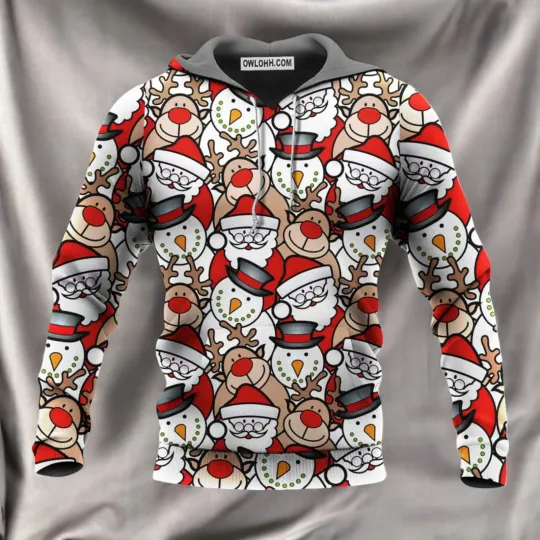 Christmas Cutie Santa And Reindeer Funny Style Hoodie
