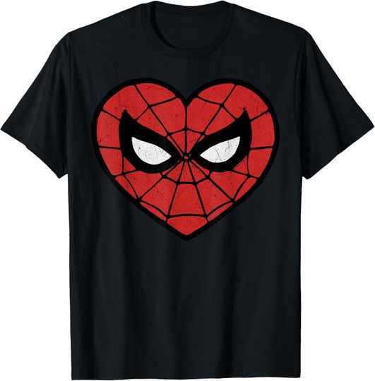 Marvel Spider-Man Face Mask Valentine's Heart Logo T-Shirt