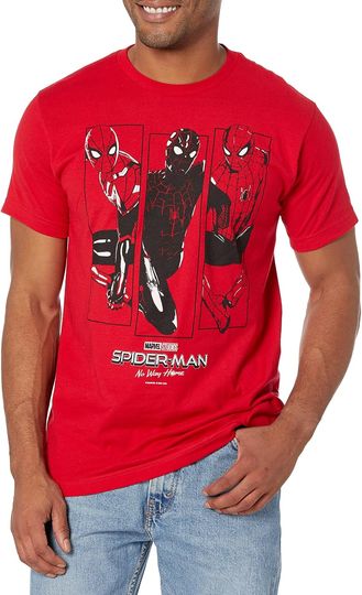 Discover Marvel Spider-Man No Way Home Three Suit Panels Men's T-Shirt