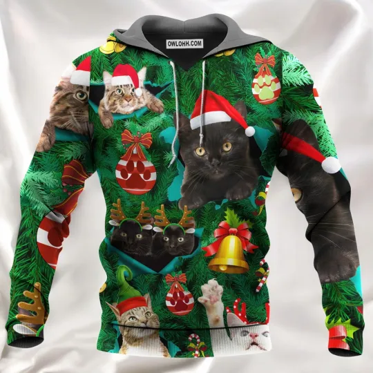 Discover Christmas Cats Meowy Mas Hoodie