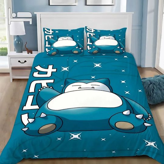 Discover Snake motif Duvet Cover Cartoon Kawaii Snorlaxs Bedding Set