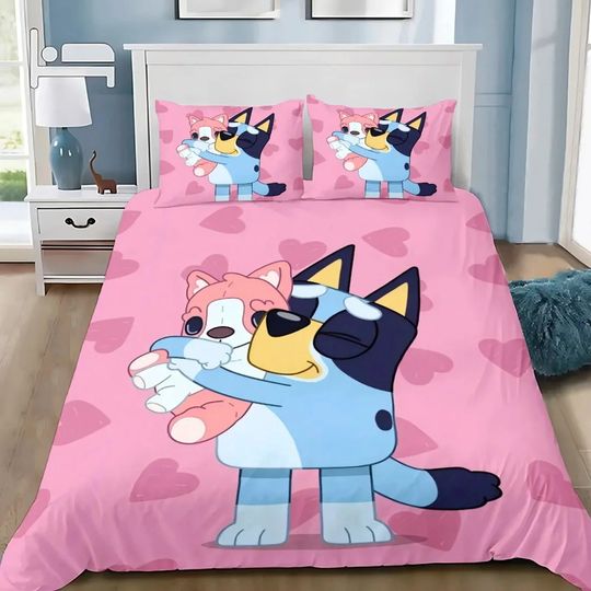 Discover Duvet cove Cartoon B-Blueys Bedding Set,Bingo Chilli Cover Modern  for Bedroom Decor Children Gifts
