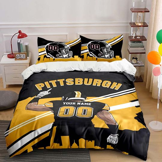 Discover Football Fans Surprise Gift with Customized Name and Number American City Football Theme Bedding Set