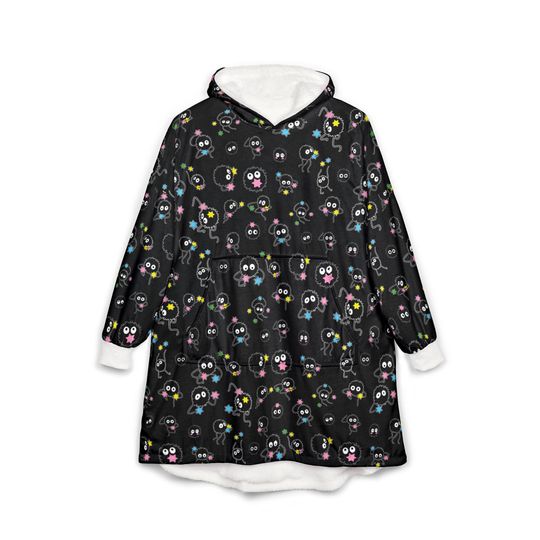 Soot Sprite Hooded Blanket, Anime Loungewear, Ghibli Gift