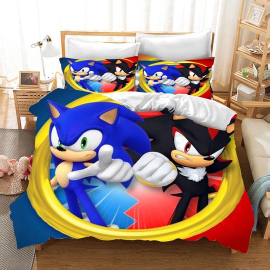 Cartoon Sonic Duvet Cover Kids Bedding Set