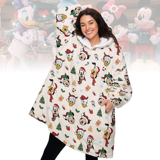 Discover Mickey Minnie Donald Hoodie Blanket, Disney Character Christmas Wearable Blanket, Cozy Oversized Sweatshirt, Cute Holiday Gift