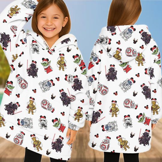 Discover Star Wars Christmas Hoodie Blanket, Yoda Darth Vader Holiday Wearable Blanket, Cozy Gift for Men Women Fans, Disney Oversize Hoodie