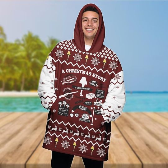 Discover A Christmas Story Hoodie Blanket, Funny Holiday Wearable Blanket, Classic Movie Xmas Gift for Men and Women, Movie Oversize Hoodie