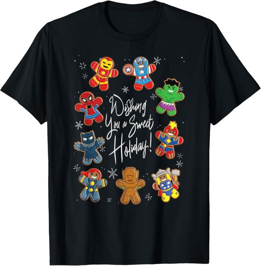 Discover Marvel Avengers Christmas Gingerbread Wishing Sweet Holiday T-Shirt