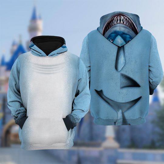 Discover Disney Bruce Shark Costume 3D Hoodie, Finding Nemo Halloween Cosplay Hoodie, Disney Cosplay Costume Hoodie, Bruce Cartoon All Over Print Hoodie
