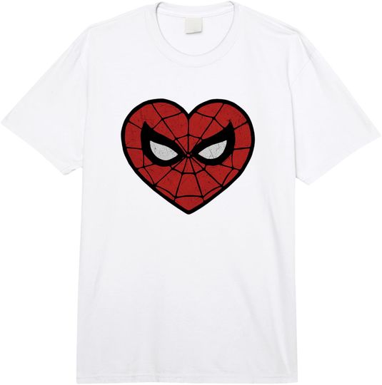 Marvel Spider-Man Face Mask Valentine's Heart Logo Comfort Colors Adult Heavyweight T-shirt