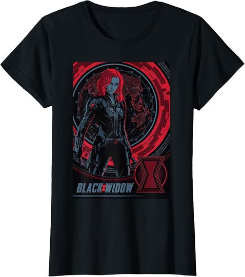 Discover Marvel Black Widow Globe Portrait Poster T-Shirt