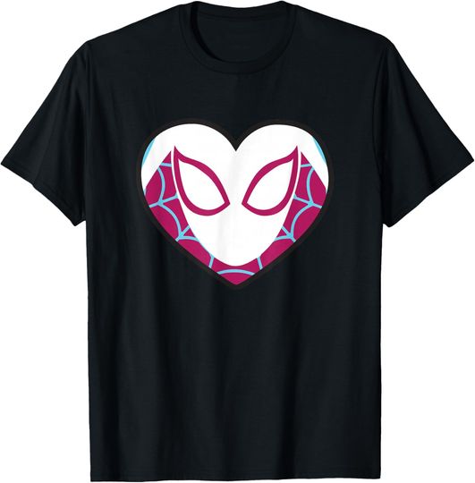 Marvel Spider-Man Ghost Spider Gwen Heart Mask Logo T-Shirt