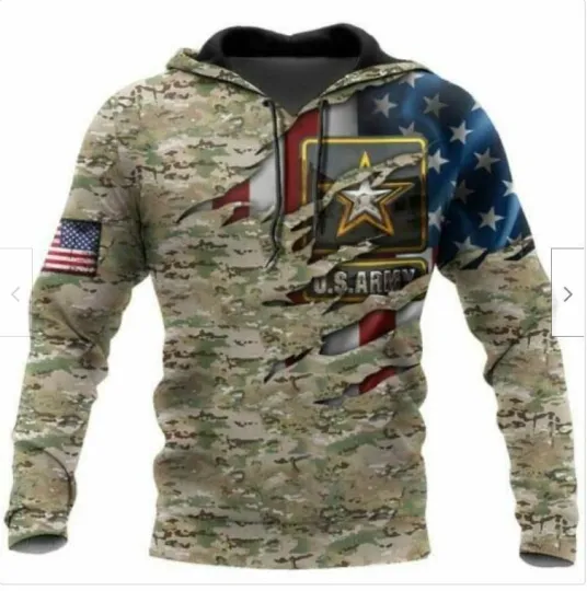 Discover US Army American Camo Flag Hoodie 3D All Over Print Christmas Gift Us Size Best