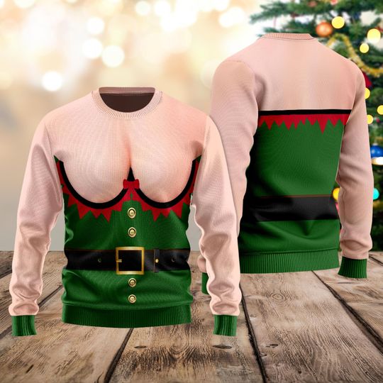 Discover Funny E--lf Costume Ugly Christmas Sweater, Hilarious Holiday Jumper, Christmas Movie Shirt, Xmas Party Pullover for Kid Adults