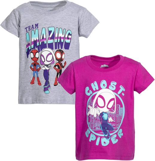 Discover Marvel Spidey and His Amazing Friends Girls 2 Pack T-Shirts Toddler to Little Kid