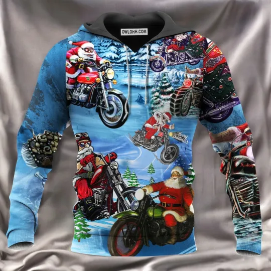Discover Christmas Driving With Santa Claus With Colorful Hoodie