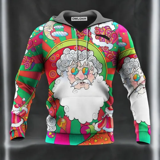 Discover Christmas Santa Claus Psychedelic Colorful Hippie Hoodie