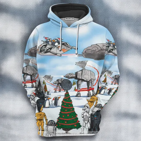 Discover Christmas Star Wars Cartoon Christmas Funny Hoodie