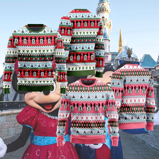 Discover MK Mouse Christmas Ugly Sweater, Dis-ney Couple Trip Shirt, Cartoon Xmas Sweatshirt, Cozy Holiday Outfit