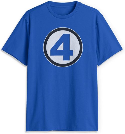 Discover Marvel Men's Fantastic Four Shirt - Classic Logo T-Shirt, Blue - Iconic Design for Fans - Comfortable Fit, Soft Cotton