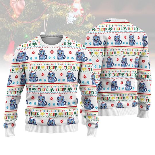 Discover Derpy Tiger Kp0p Ugly Christmas Sweater, Derpy Tiger Kp0p Sweater, Tiger Costume Kids Shirt, Blue Tiger Costume Shirt, Xmas Gift