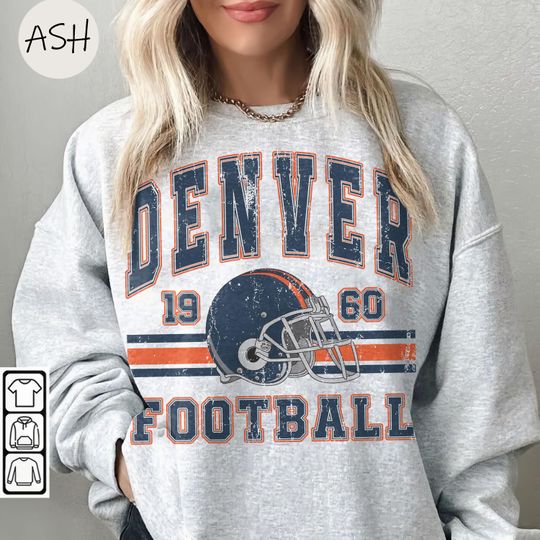 Discover Vintage 90s Style Denver Football Sweatshirt, Game Day Shirt, Denver Team Football Shirt, Sunday Denver, Denver Football
