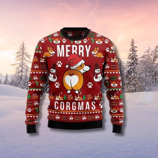Merry Corgmas Corgi Christmas Sweater Ugly, Xmas Dog Lover Gift
