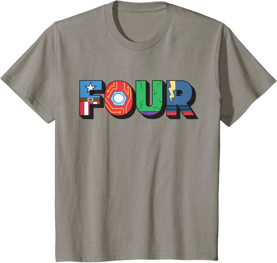 Discover Marvel Super Heroes Avengers Numbers 4 Fourth 4th Birthday T-Shirt