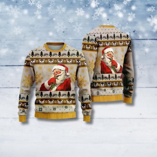 Discover Retro Santa Claus Ugly Christmas Sweater, Vintage Holiday Pullover