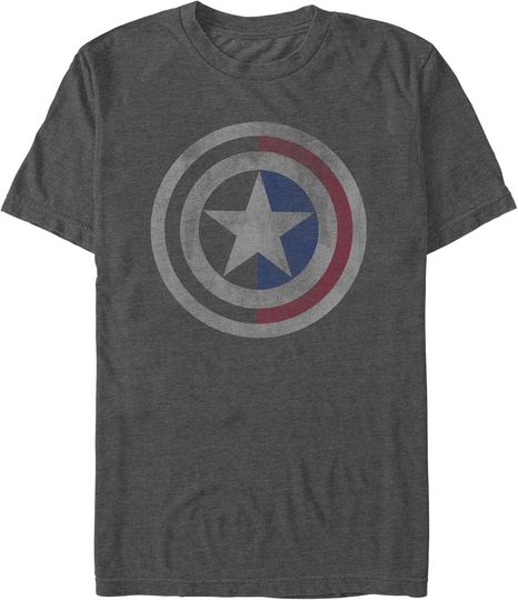 Discover Marvel Men's Distressed Captain America Shield T-Shirt
