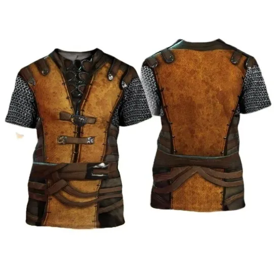 Discover Mens Funny Medieval Knight 3D Printed Halloween T-Shirt Cosplay Costume