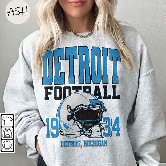 Discover Vintage Detroit Football Sweatshirt, Unisex Sports Gear, Football Game Day, Detroit Fan Tee, Vintage Lion Tee