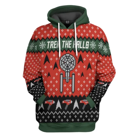Discover 3D ST Trek The Halls Christmas Edition Custom Hoodie Tshirt Apparel
