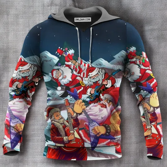 Discover Christmas Santa With Electric Guitar Hoodie
