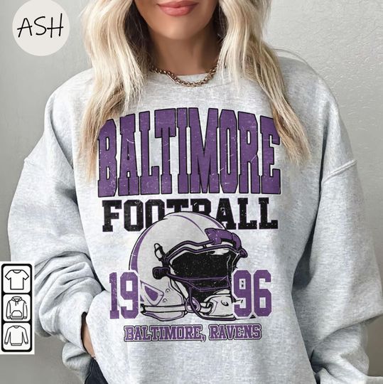 Discover Vintage 90s Baltimore Football Vintage Style Sweatshirt,Retro Baltimore Crewneck,Oversized Football T-Shirt,Gift Football Fan