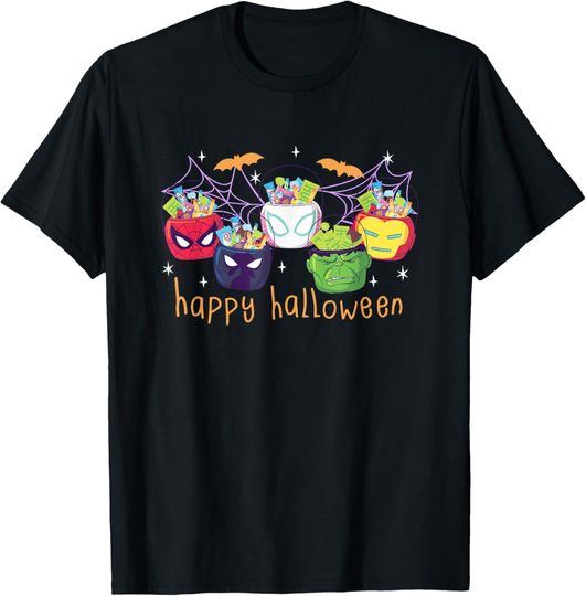 Discover Marvel Halloween Avengers Themed Candy Buckets Retro T-Shirt