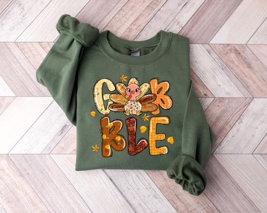 Discover Thanksgiving Gobble Sweatshirt, Turkey Long Sleeve, Family Hoodie, Thanksgiving Shirt, Fall tshirt, Women Thanksgiving Sweater Gift, Fall