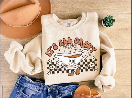 Discover It's All Gravy Baby Sweatshirt, Thanksgiving Long Sleeve, Gobble Shirt, Fall Hoodie, Thanksgiving Tee, Turkey tShirt, Thanksgiving Gift
