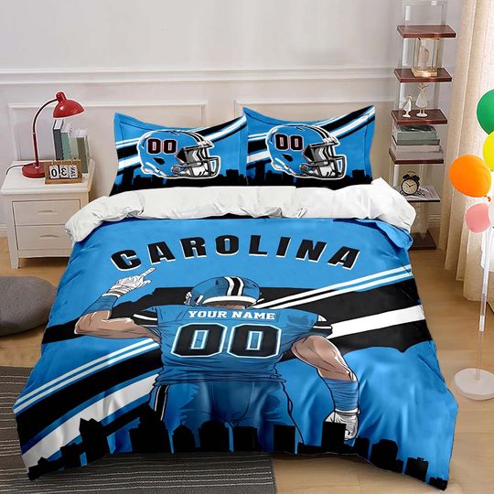 Discover Custom Football Cover Set with Name and Number Personalized Bedding Customized Cover with 2 Pillowcase for Men Husband Boyfriend