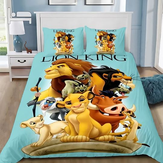 Discover The Lion King duvet cover with pillowcase, cartoon print, home bedding set, multiple sizes, kids gift bedroom décor
