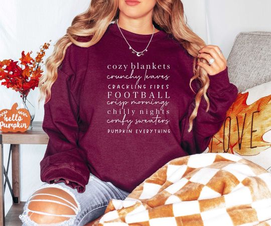 Discover Cozy Sweatshirt, Fall Sweatshirt, Thanksgiving Sweatshirt, Bonfires Sweatshirt, Pumpkin Sweatshirt, Football Sweatshirt, Women Sweatshirt