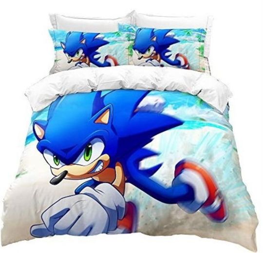 Discover Teens Kids Sonics Duvet Cover Cool Anime Sonics Bedding Set Quilt Cover Set with Pillowcase for Bedroom Decor Best Gifts