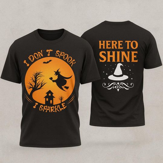 Discover Sparkle Witch Halloween T-Shirt: Custom Graphic Tee